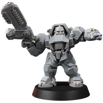 Space Dwarf Border Warriors (12 Units), proxy miniature, squad, 28mm heroic scale unpainted resin, view 8