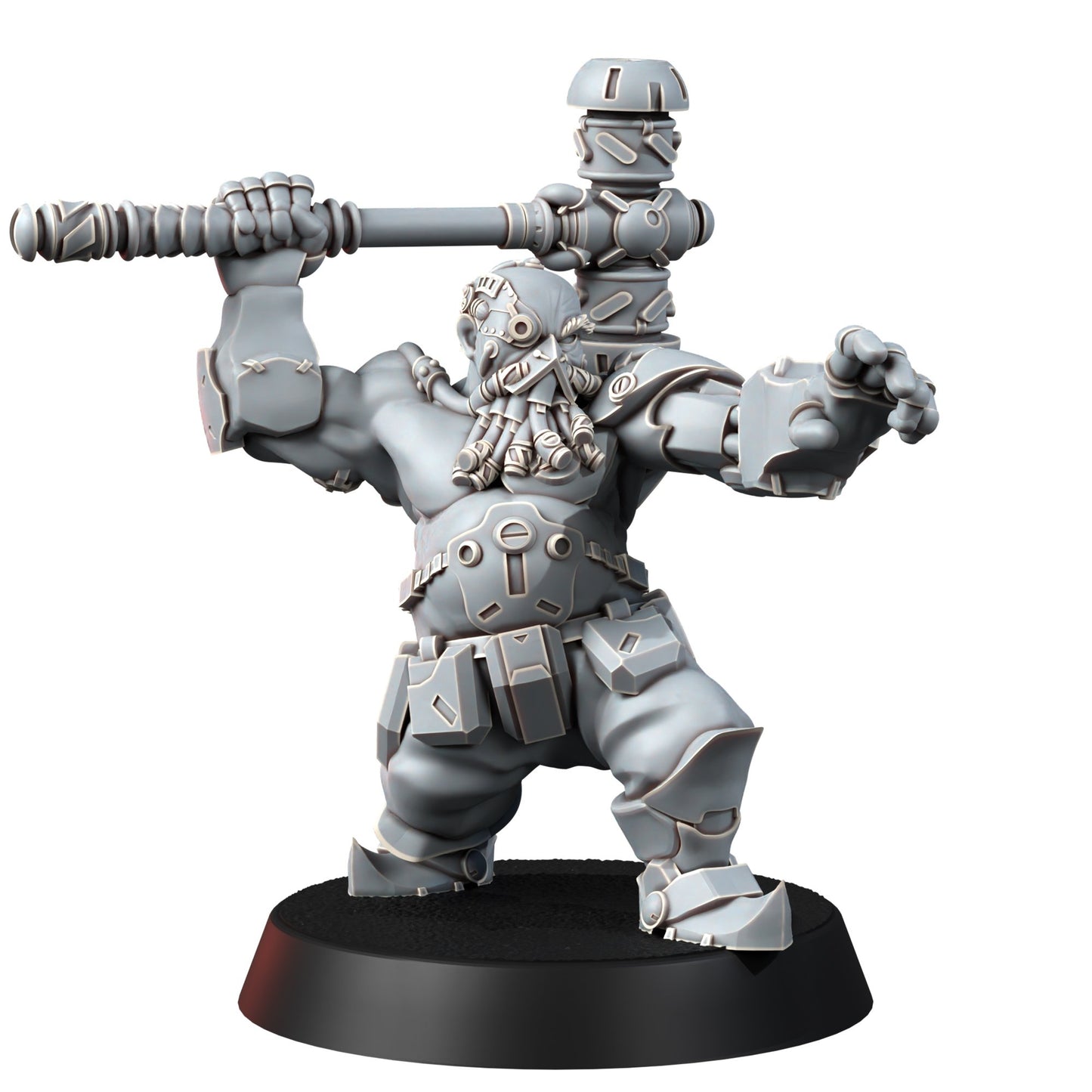 Space Dwarf Furious Berserkers (6 Units), proxy miniature, squad, 28mm heroic scale unpainted resin, view 4