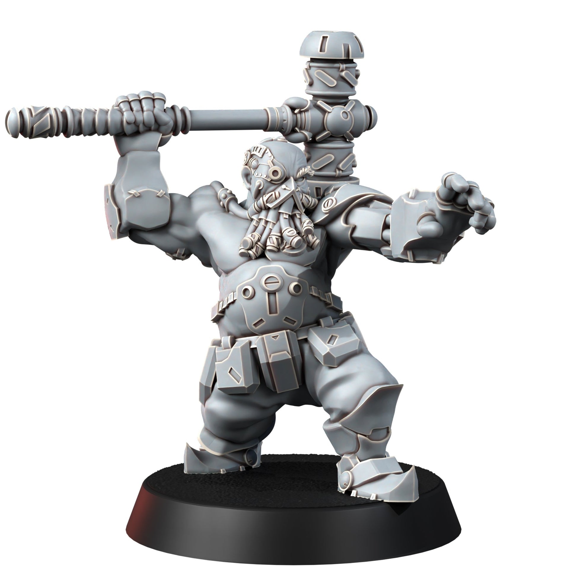 Space Dwarf Furious Berserkers (6 Units), proxy miniature, squad, 28mm heroic scale unpainted resin, view 4