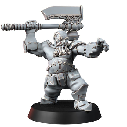 Space Dwarf Furious Berserkers (6 Units), proxy miniature, squad, 28mm heroic scale unpainted resin, view 5