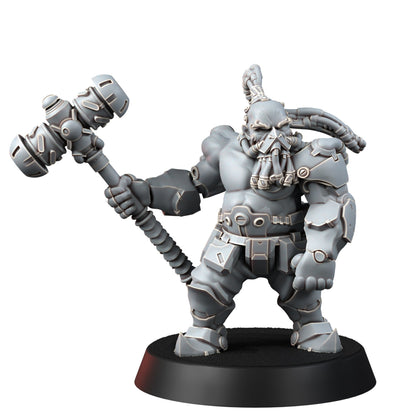 Space Dwarf Furious Berserkers (6 Units), proxy miniature, squad, 28mm heroic scale unpainted resin, view 6