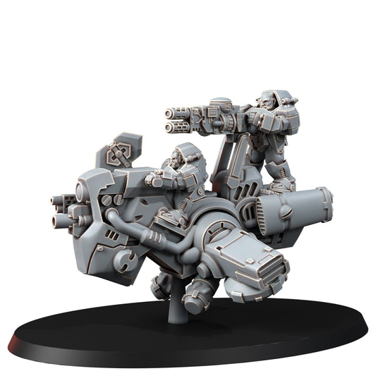 Space Dwarf Gold Hunter With Turret, proxy miniature, artillery, 28mm heroic scale unpainted resin, view 2