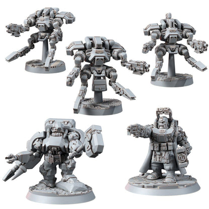 Space Dwarf Thoradins Team (5 Units), proxy miniature, squad, 28mm heroic scale unpainted resin
