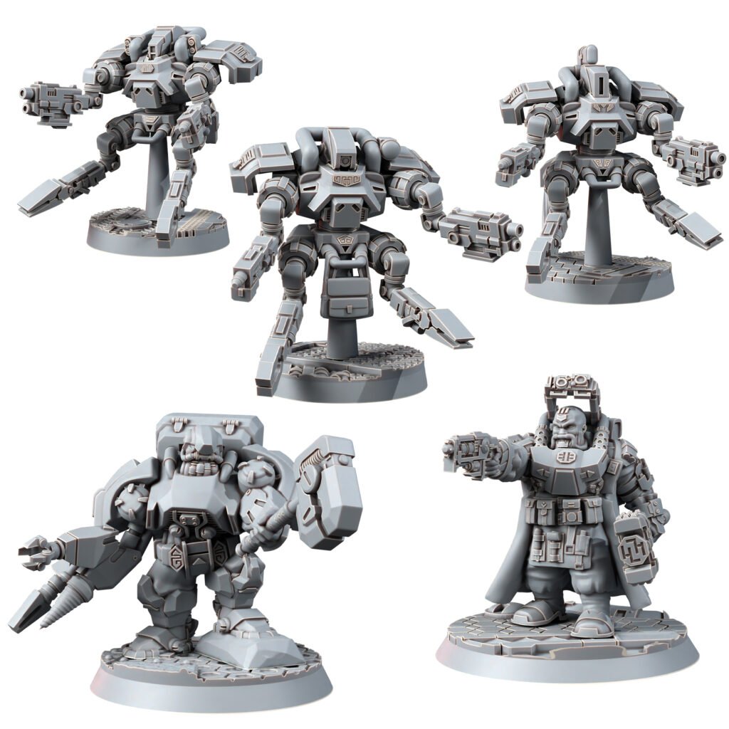 Space Dwarf Thoradins Team (5 Units), proxy miniature, squad, 28mm heroic scale unpainted resin, view 2
