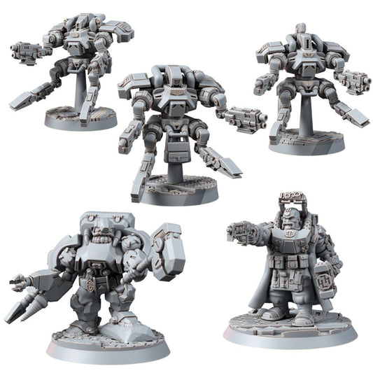Space Dwarf Thoradins Team (5 Units), proxy miniature, squad, 28mm heroic scale unpainted resin, view 2