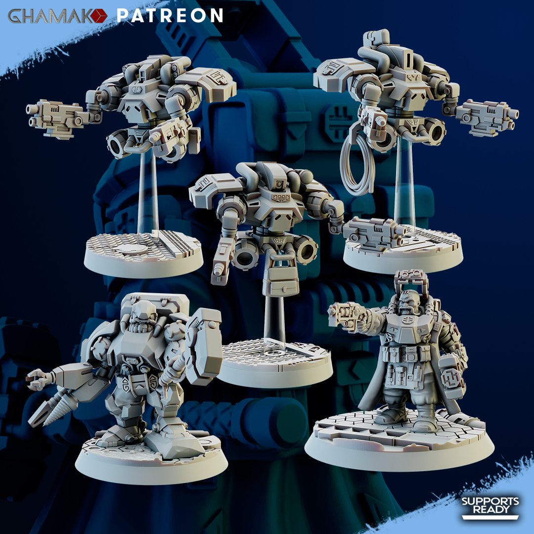 Space Dwarf Thoradins Team (5 Units), proxy miniature, squad, 28mm heroic scale unpainted resin, view 3