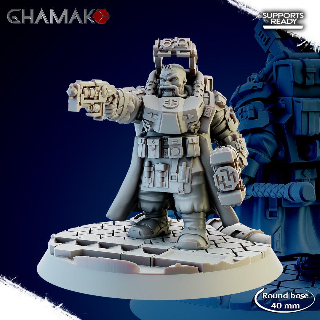 Space Dwarf Thoradins Team (5 Units), proxy miniature, squad, 28mm heroic scale unpainted resin, view 9