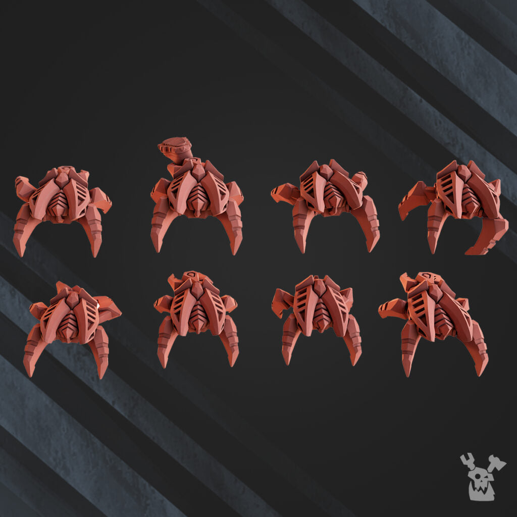 Necro Bot Swarms, proxy miniature, 28mm heroic scale unpainted resin, view 2