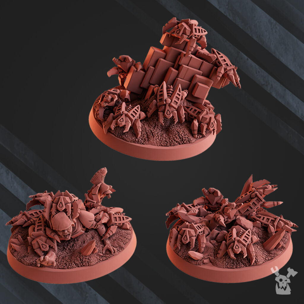 Necro Bot Swarms, proxy miniature, 28mm heroic scale unpainted resin, view 3
