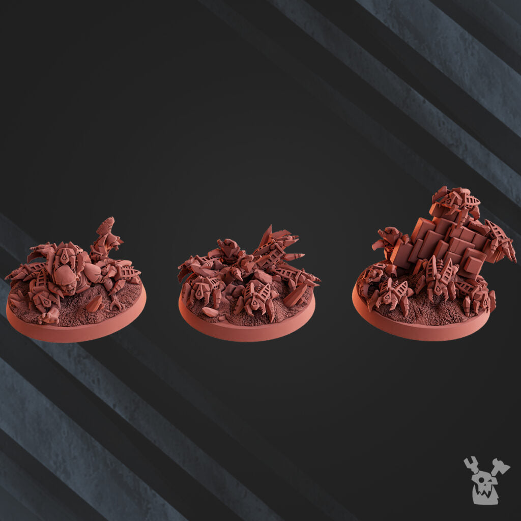 Necro Bot Swarms, proxy miniature, 28mm heroic scale unpainted resin, view 4