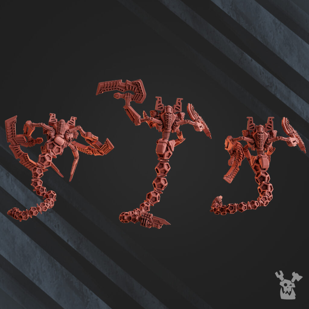 Necro Destroyer Snakes, proxy miniature, 28mm heroic scale unpainted resin, view 2