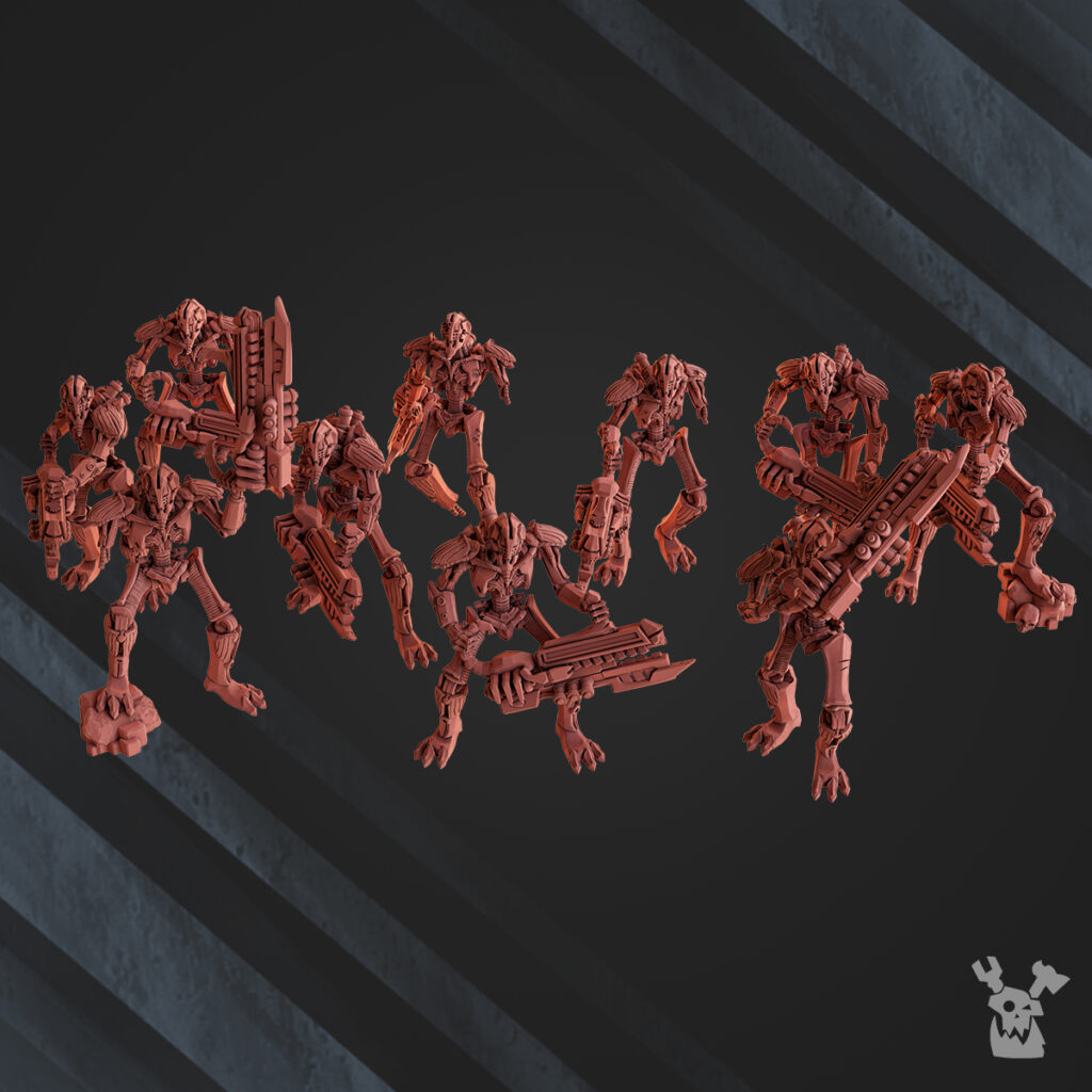 Necro Infantry Squad, proxy miniature, 28mm heroic scale unpainted resin
