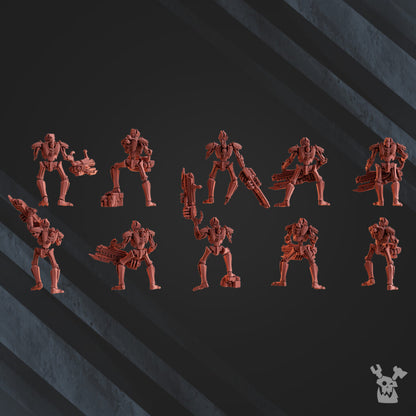 Necro Infantry Squad, proxy miniature, 28mm heroic scale unpainted resin, view 2