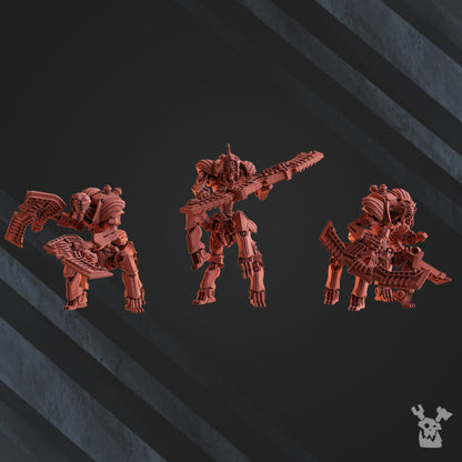 Necro Quadro Scorpion Warriors, proxy miniature, squad, 28mm heroic scale unpainted resin