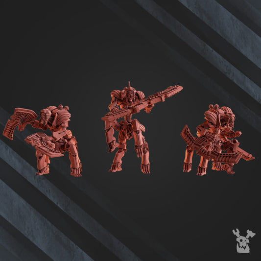 Necro Quadro Scorpion Warriors, proxy miniature, squad, 28mm heroic scale unpainted resin