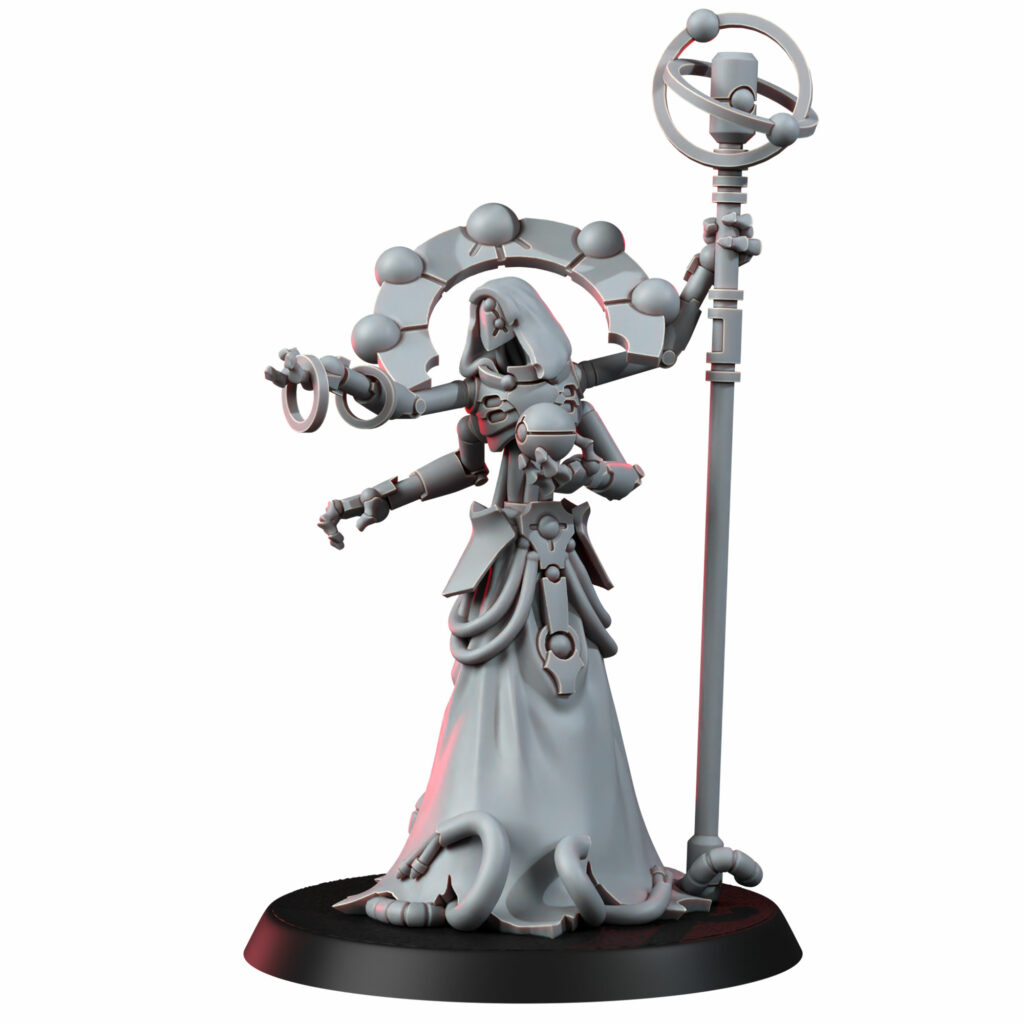 Necro Architect, proxy miniature, 28mm heroic scale unpainted resin, view 2
