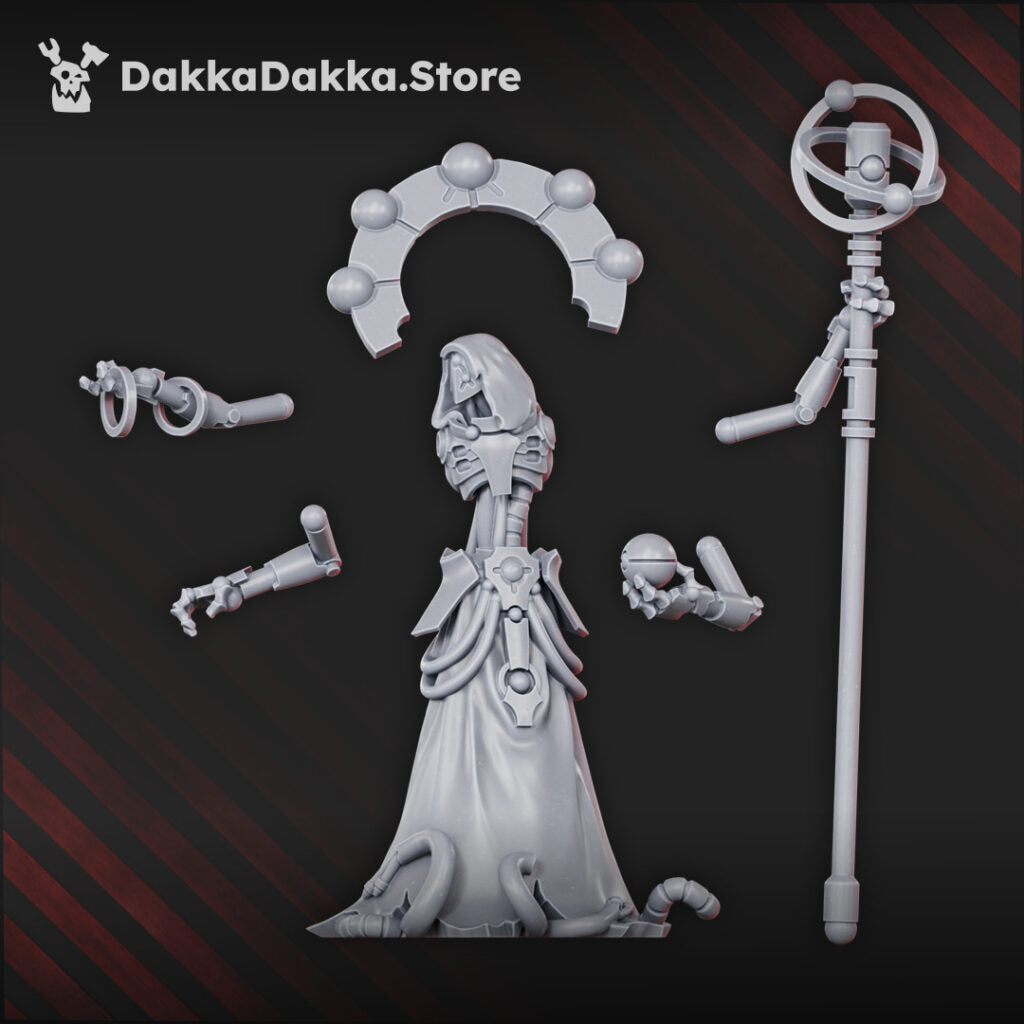 Necro Architect, proxy miniature, 28mm heroic scale unpainted resin, view 5
