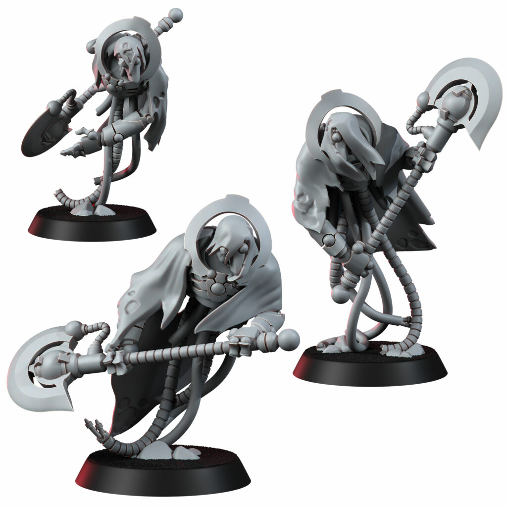 Necro Executioner Squad, proxy miniature, 28mm heroic scale unpainted resin