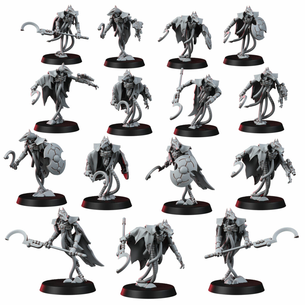 Necro Guards Squad (15 Units), proxy miniature, 28mm heroic scale unpainted resin, view 2