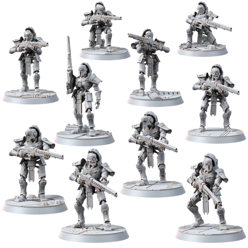 Necro Snipers Modular Kit (10 Units), proxy miniature, squad, 28mm heroic scale unpainted resin