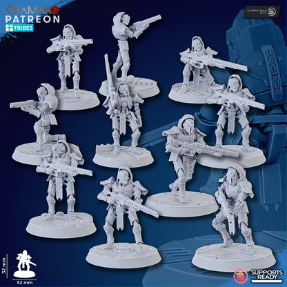 Necro Snipers Modular Kit (10 Units), proxy miniature, squad, 28mm heroic scale unpainted resin, view 2