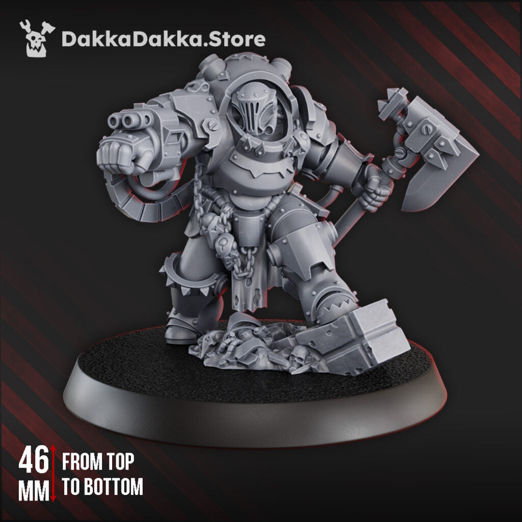 Orks Comander In Heavy Armor, proxy miniature, 28mm heroic scale unpainted resin, view 2