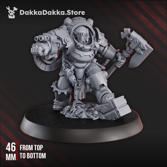 Orks Comander In Heavy Armor, proxy miniature, 28mm heroic scale unpainted resin, view 2