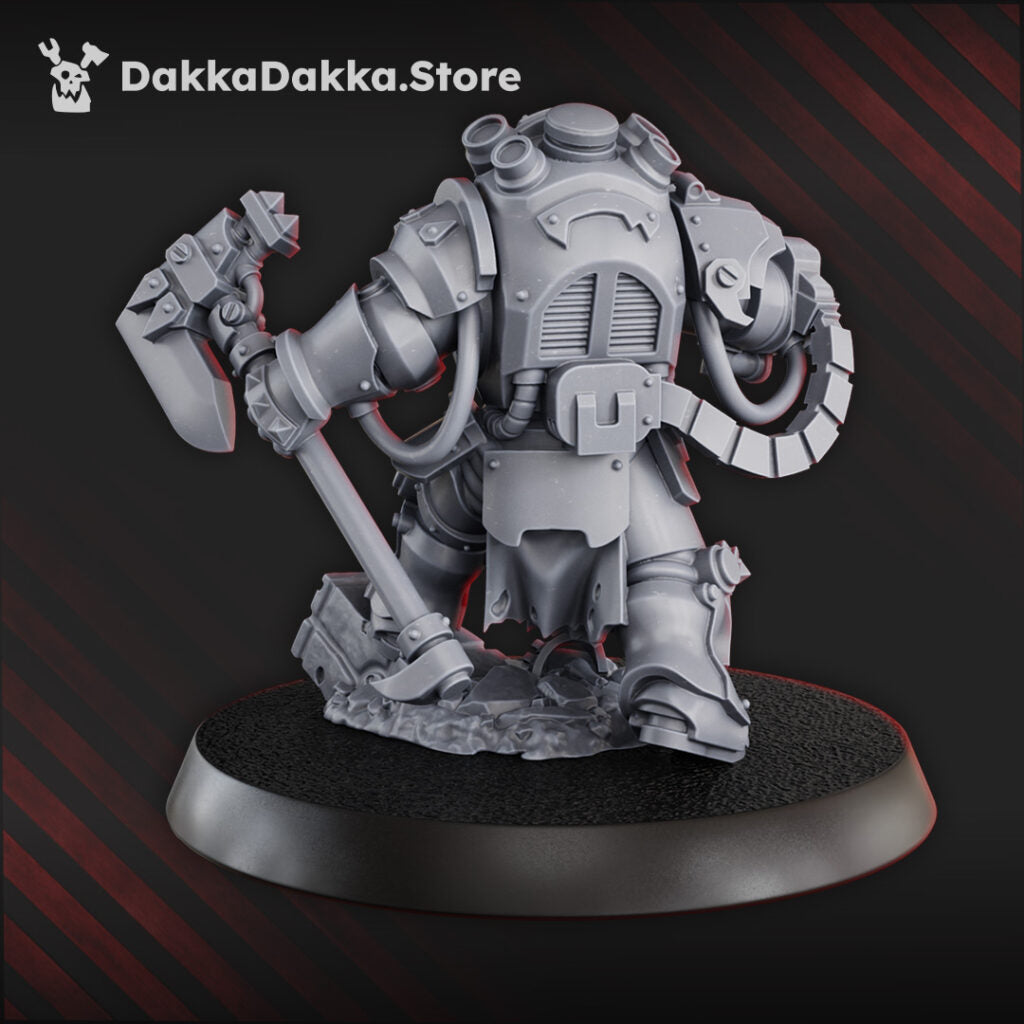 Orks Comander In Heavy Armor, proxy miniature, 28mm heroic scale unpainted resin, view 3