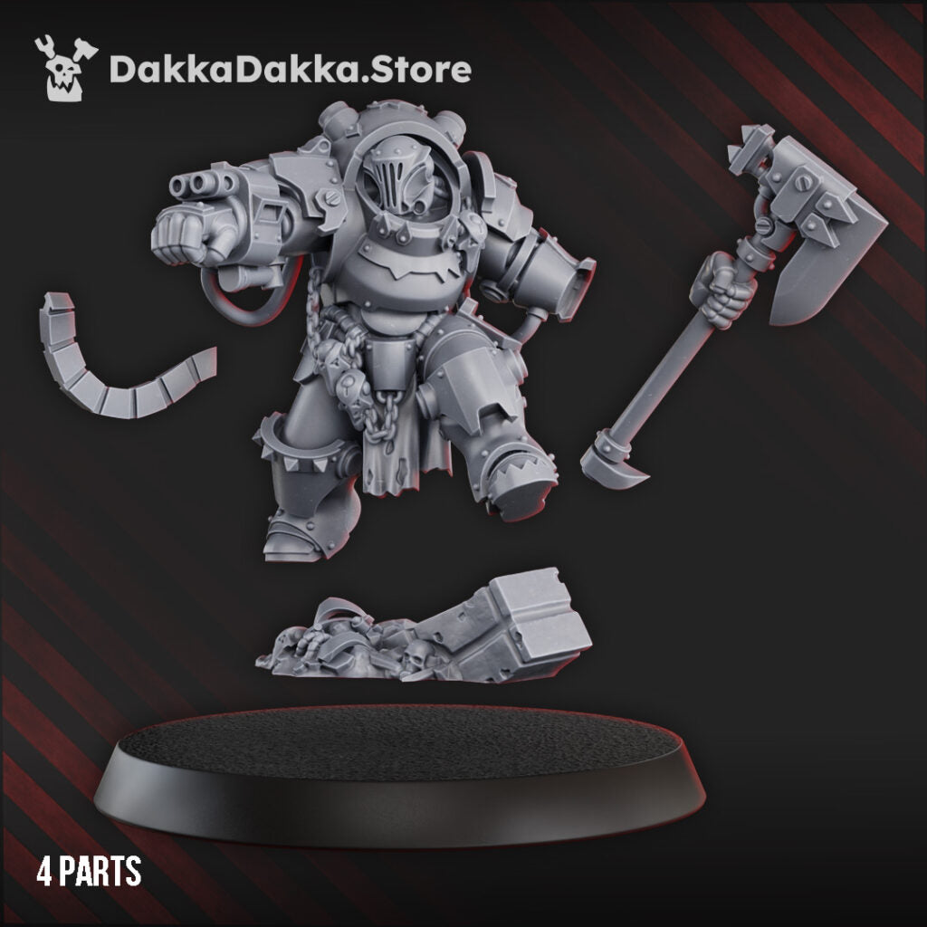 Orks Comander In Heavy Armor, proxy miniature, 28mm heroic scale unpainted resin, view 4