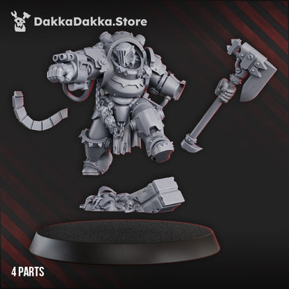 Orks Comander In Heavy Armor, proxy miniature, 28mm heroic scale unpainted resin, view 4