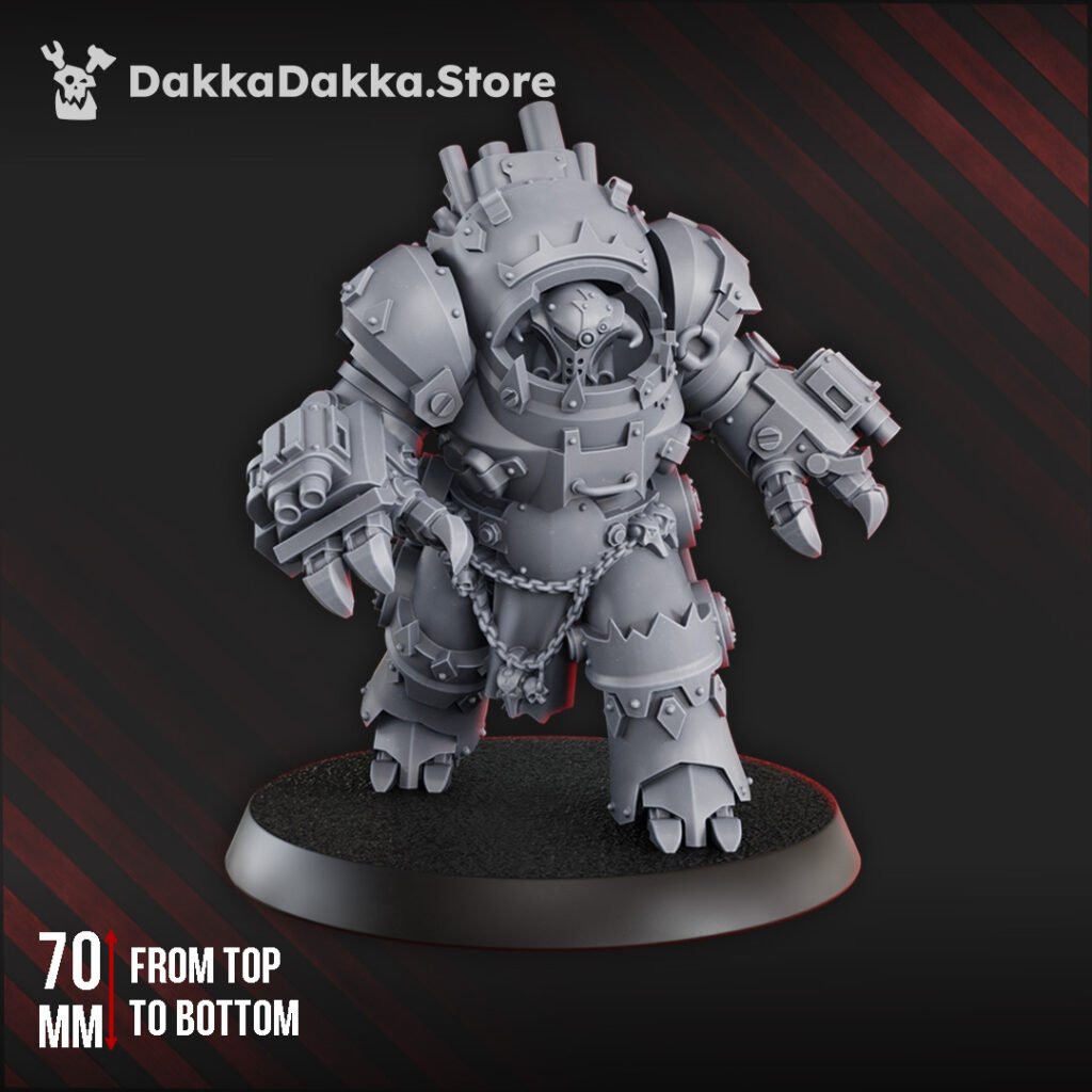 Orks Mechdread, proxy miniature, walker, 28mm heroic scale unpainted resin, view 2