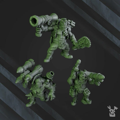 Orks Bazooka Bruvvaz, proxy miniature, 28mm heroic scale unpainted resin