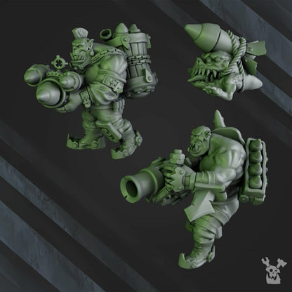 Orks Bazooka Bruvvaz, proxy miniature, 28mm heroic scale unpainted resin, view 7