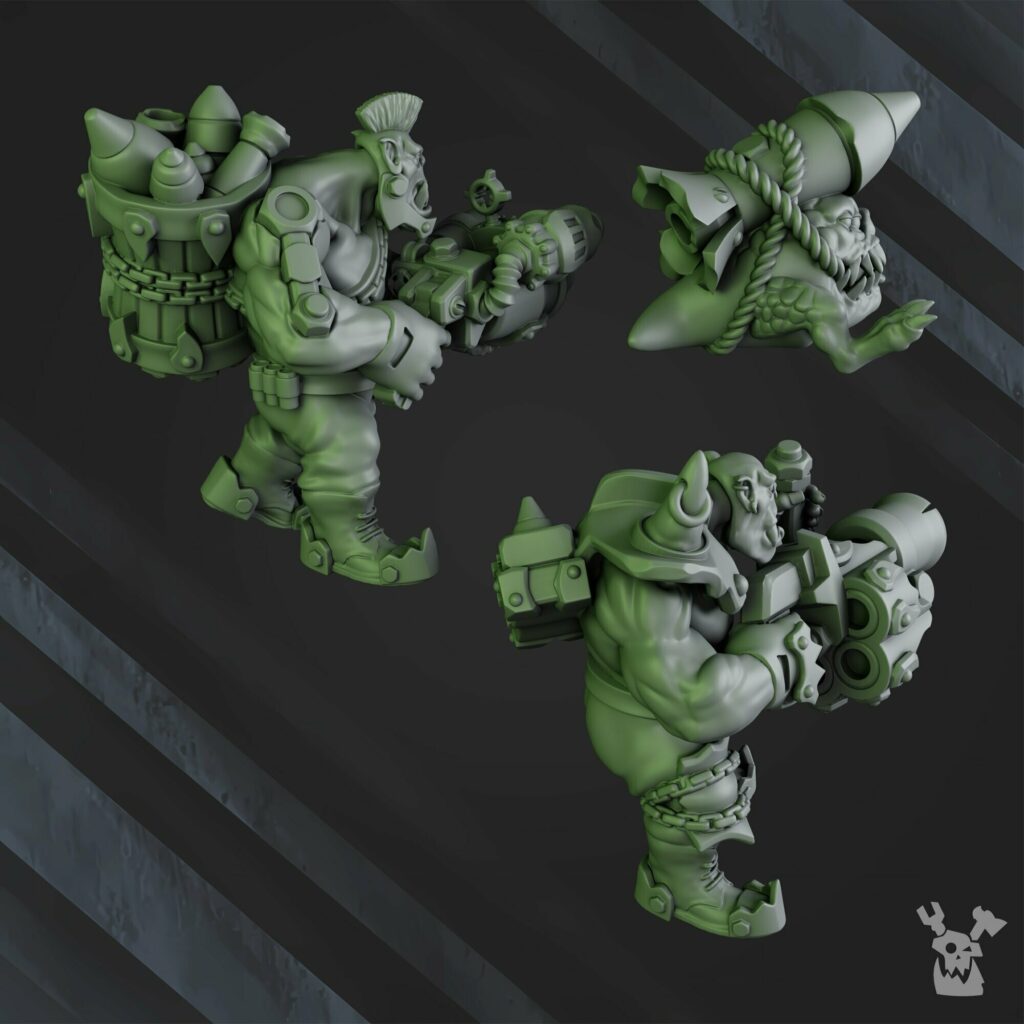 Orks Bazooka Bruvvaz, proxy miniature, 28mm heroic scale unpainted resin, view 8