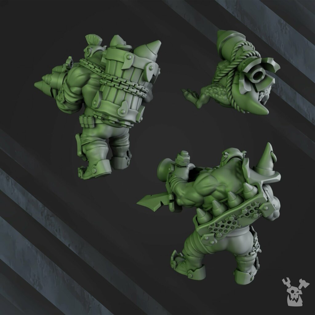 Orks Bazooka Bruvvaz, proxy miniature, 28mm heroic scale unpainted resin, view 9