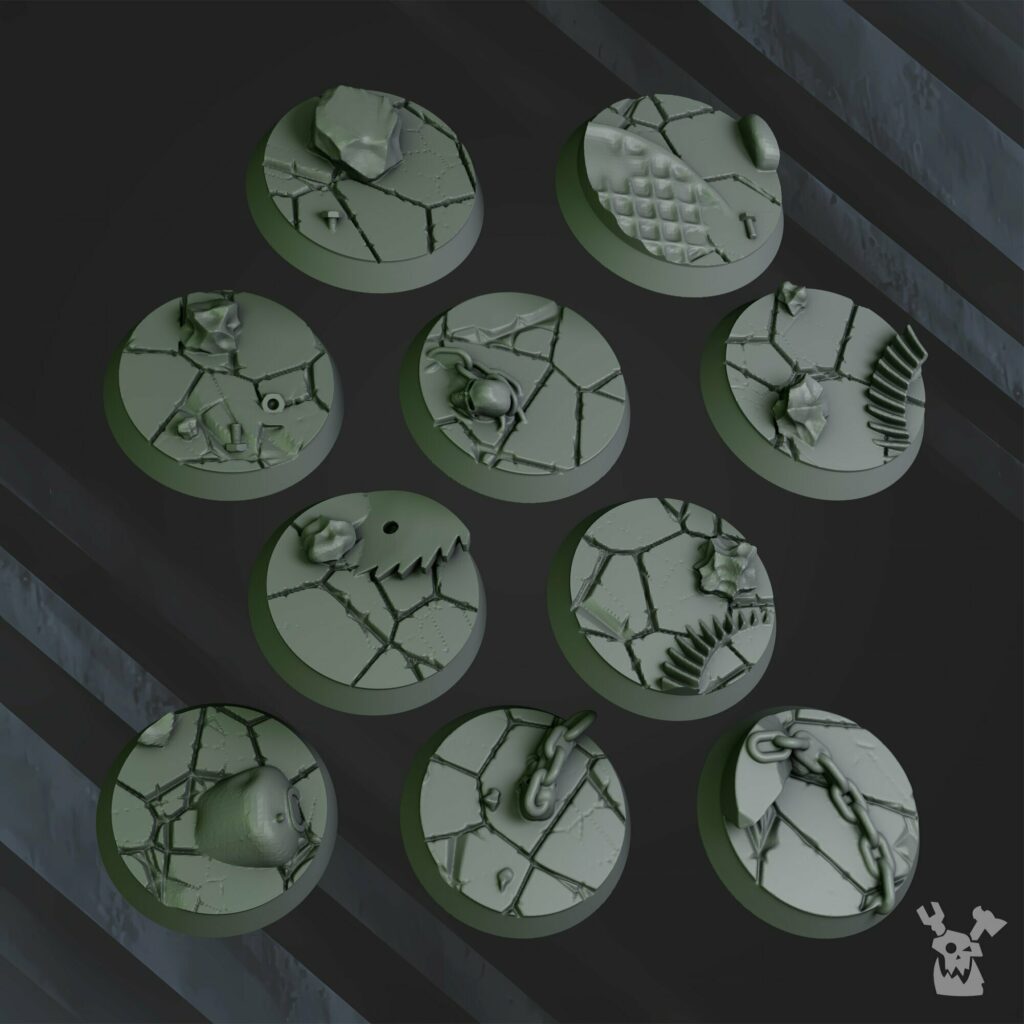 Orks Da Horde Bases Set 32Mm, resin miniature bases, bits, 28mm heroic scale unpainted resin, view 2