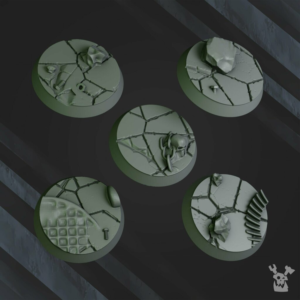 Orks Da Horde Bases Set 32Mm, resin miniature bases, bits, 28mm heroic scale unpainted resin, view 3