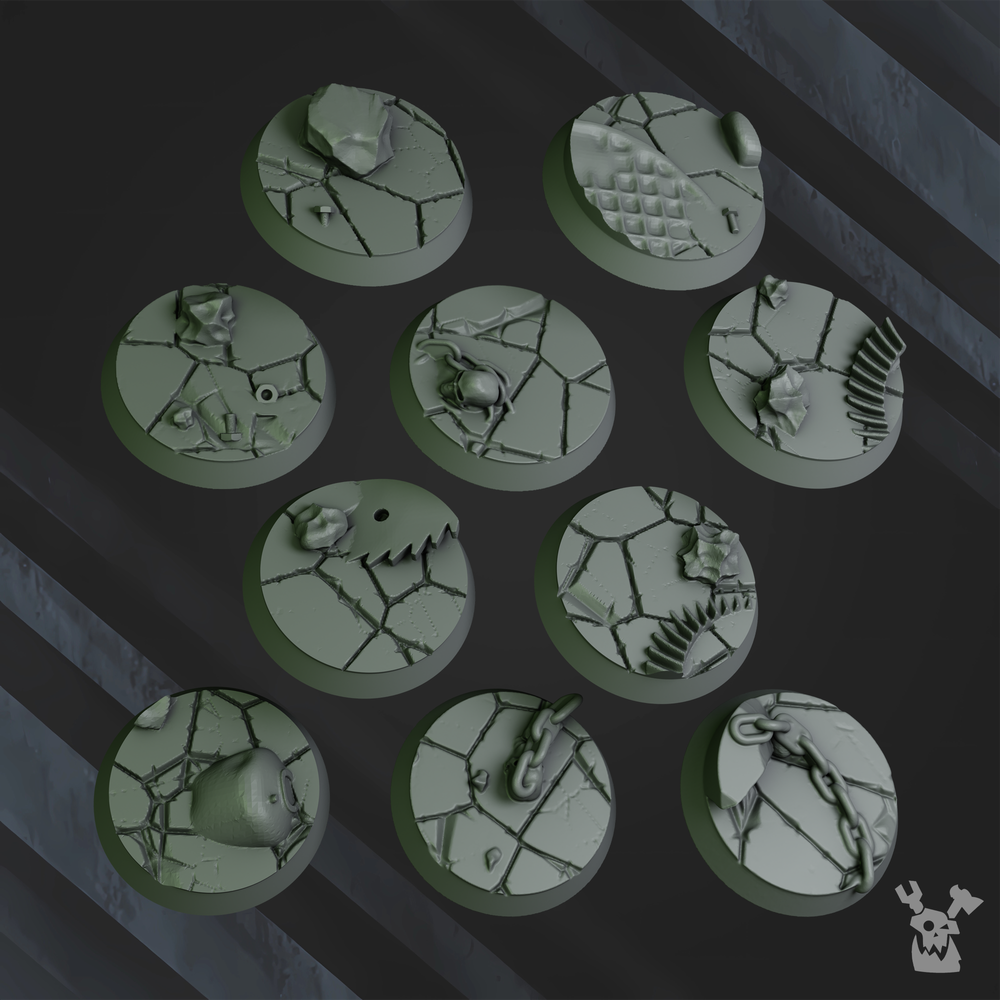 Orks Da Horde Bases Set 32Mm, resin miniature bases, bits, 28mm heroic scale unpainted resin, view 7