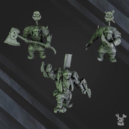 Orks Grorks, proxy miniature, 28mm heroic scale unpainted resin, view 2