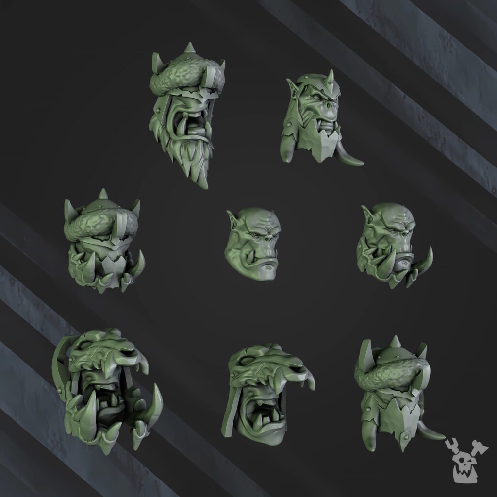 Orks Grorks, proxy miniature, 28mm heroic scale unpainted resin, view 3