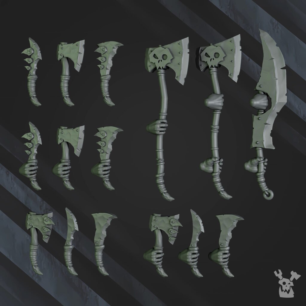 Orks Grorks, proxy miniature, 28mm heroic scale unpainted resin, view 7