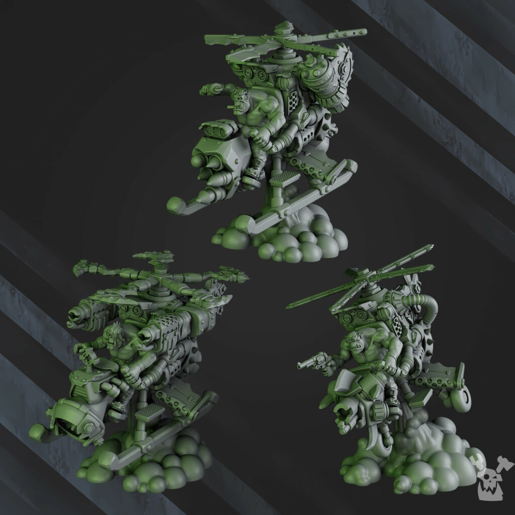 Orks Honky Flyaz, proxy miniature, 28mm heroic scale unpainted resin, view 2