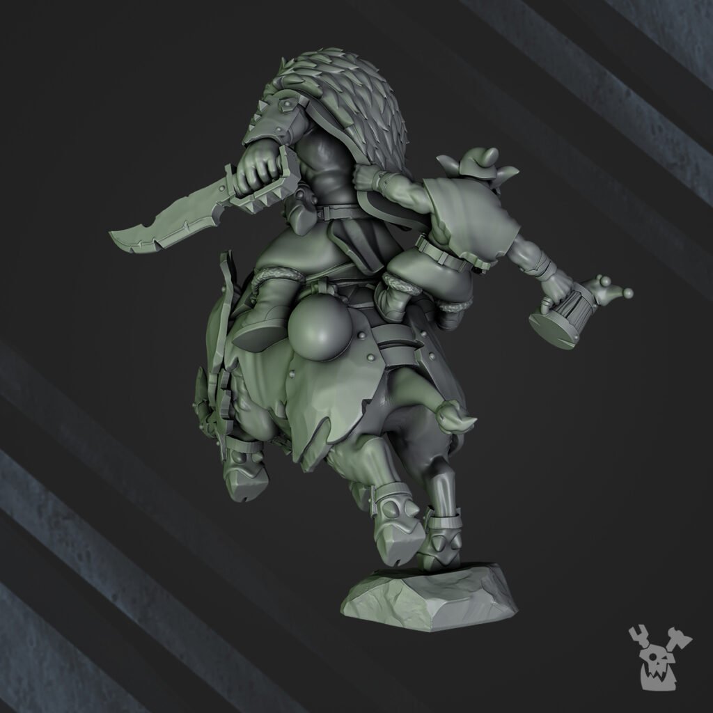Orks Khan Chilvarz Porkajaw, proxy miniature, 28mm heroic scale unpainted resin, view 3