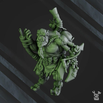 Orks Lecta Da Sawbones, proxy miniature, 28mm heroic scale unpainted resin, view 2