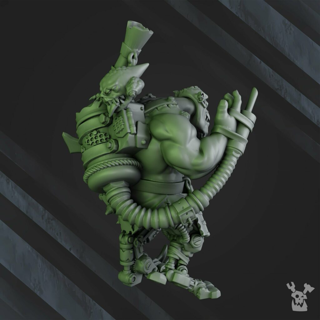 Orks Lecta Da Sawbones, proxy miniature, 28mm heroic scale unpainted resin, view 3