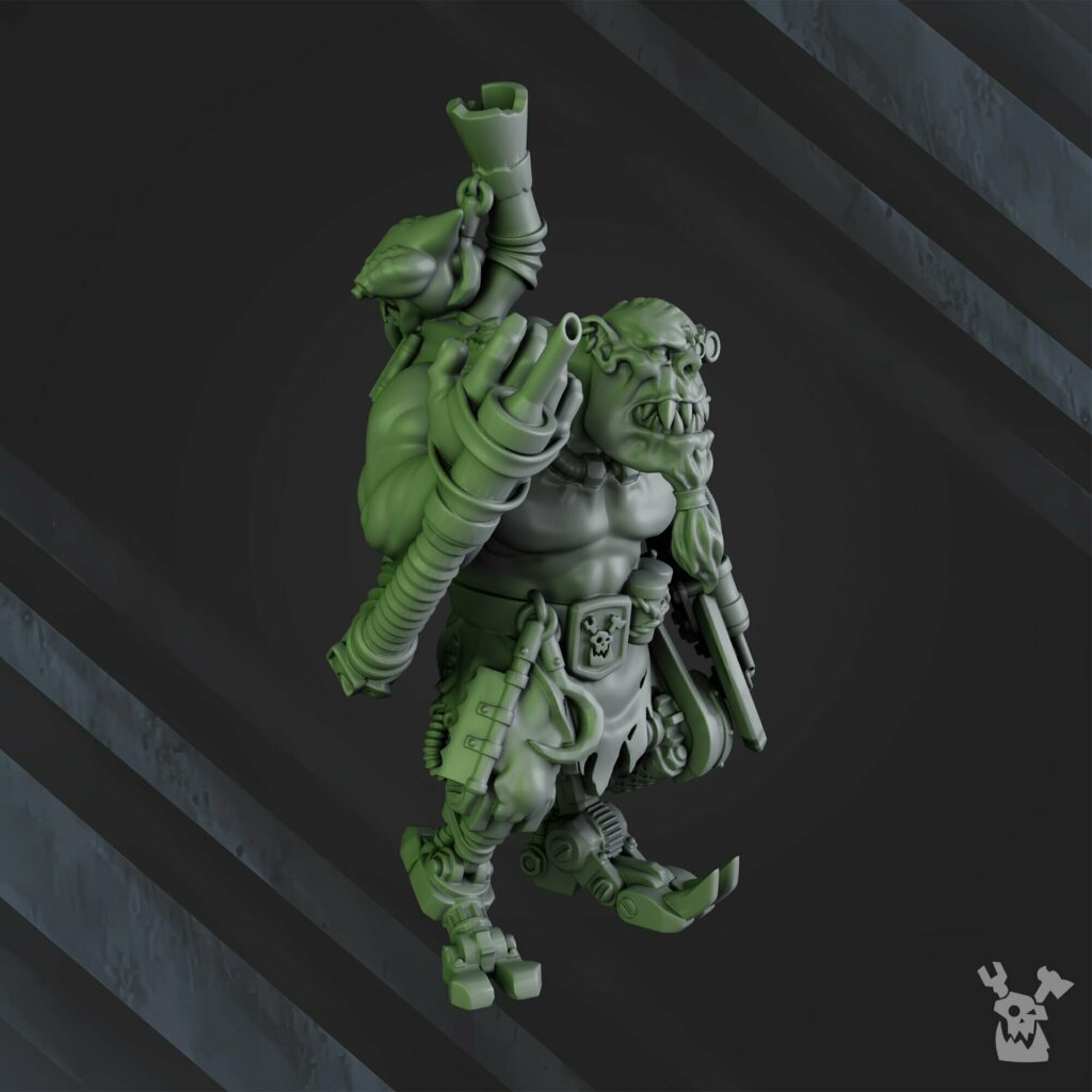 Orks Lecta Da Sawbones, proxy miniature, 28mm heroic scale unpainted resin, view 4