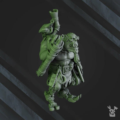 Orks Lecta Da Sawbones, proxy miniature, 28mm heroic scale unpainted resin, view 4