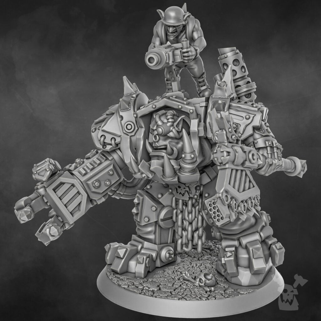 Orks Da Great Arma Boss, proxy miniature, character, 28mm heroic scale unpainted resin, view 3