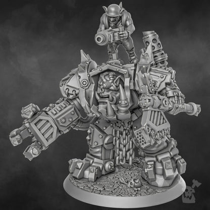 Orks Da Great Arma Boss, proxy miniature, character, 28mm heroic scale unpainted resin, view 3