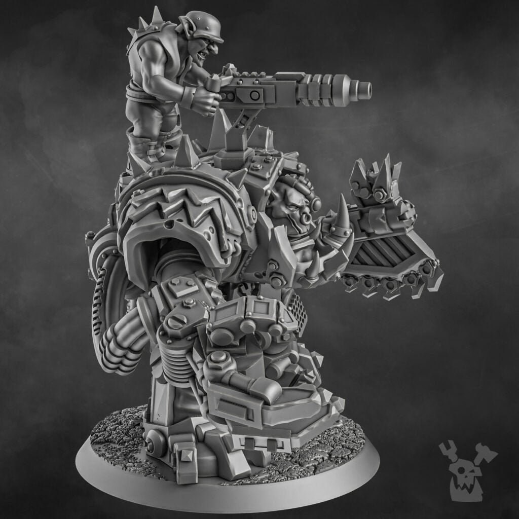 Orks Da Great Arma Boss, proxy miniature, character, 28mm heroic scale unpainted resin, view 5